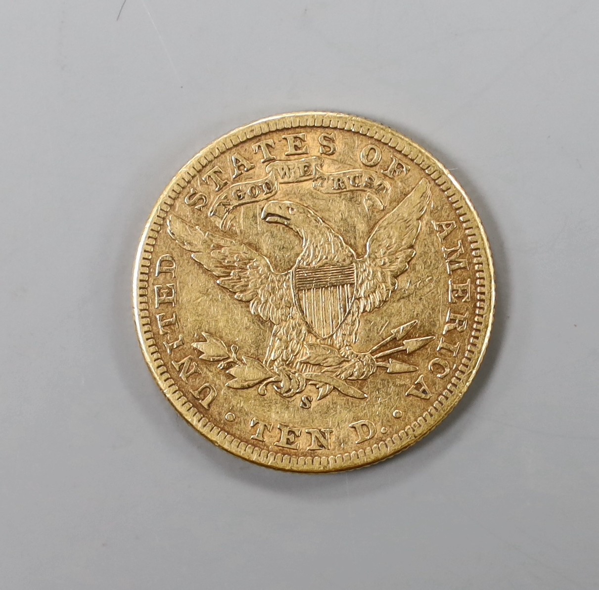 A US 1907 10 dollar gold coin.